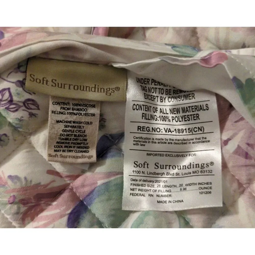 Soft Surroundings King Quilted Comforter Set w/ 2 Pillow Shams 3 Piece Bedding